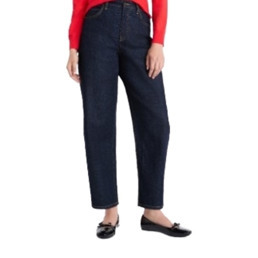 NWT Free Assembly Barrel-Leg Jeans High-Rise Dark Wash Size 4 / 27” Inseam